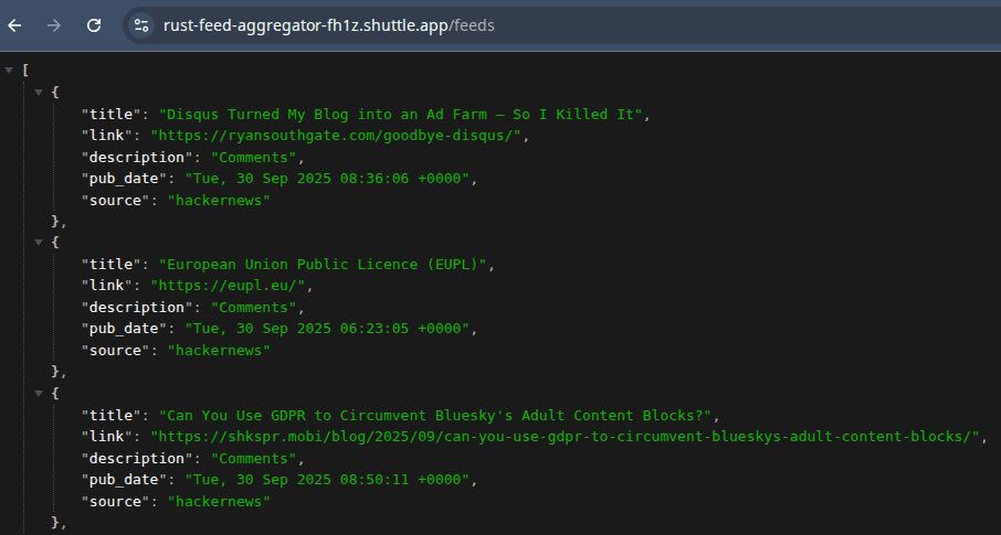 Click to expand image Live API URL