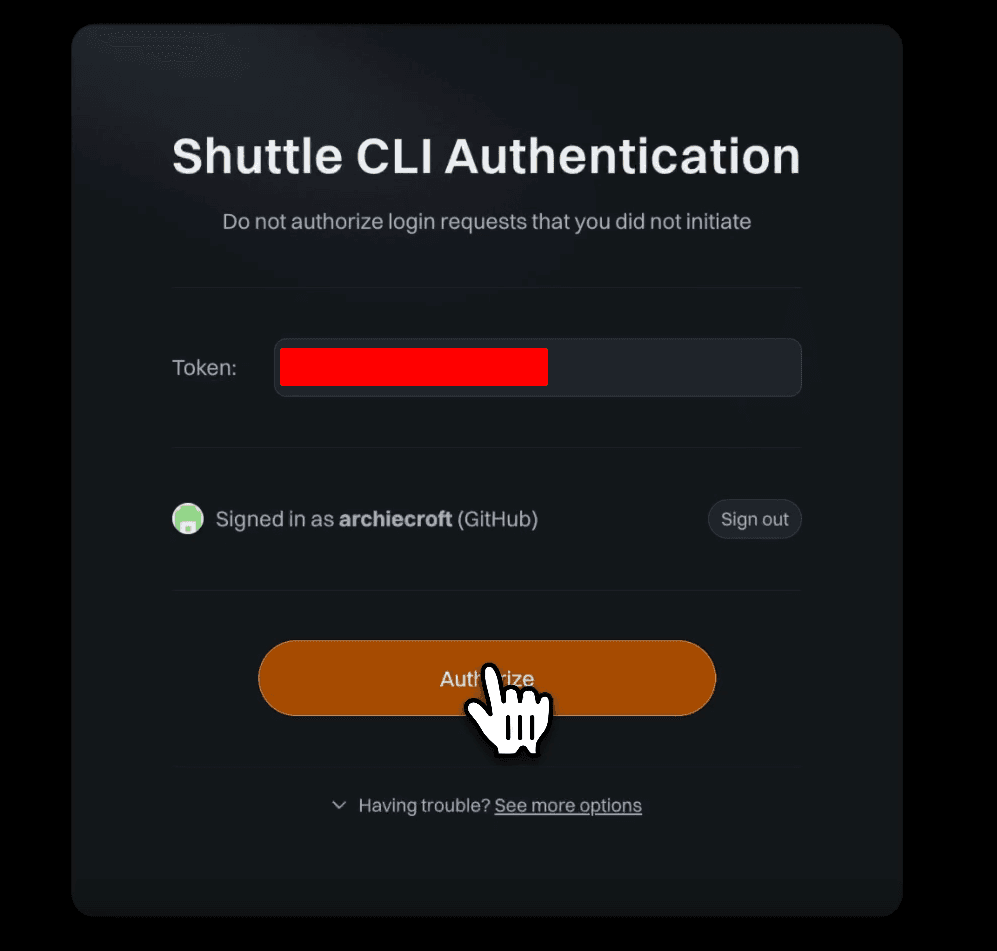 Click to expand image Shuttle Authorize Page