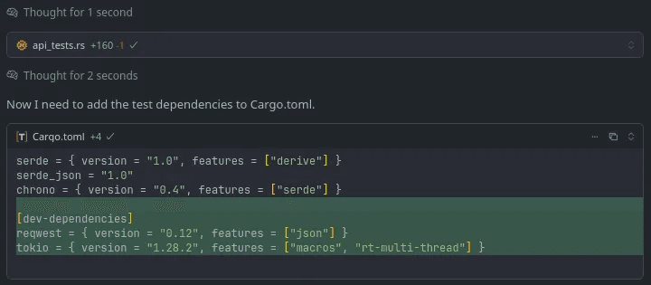 Click to expand image AI agent generating comprehensive tests for the API endpoints