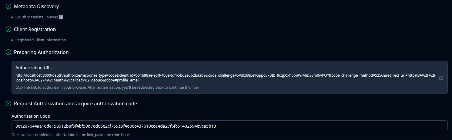 Click to expand image MCP inspector authorization success