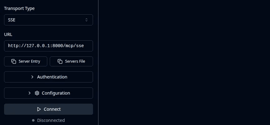 Click to expand image MCP inspector server URL